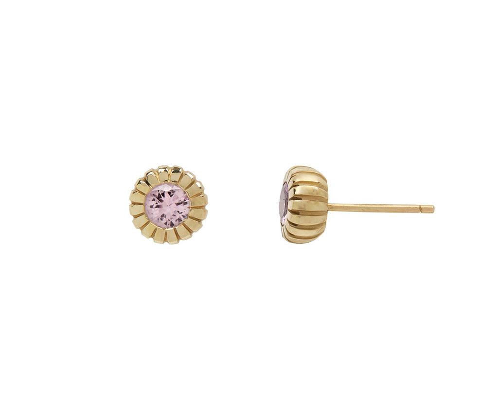 Pink Sapphire Heirloom Bezel Stud Earrings