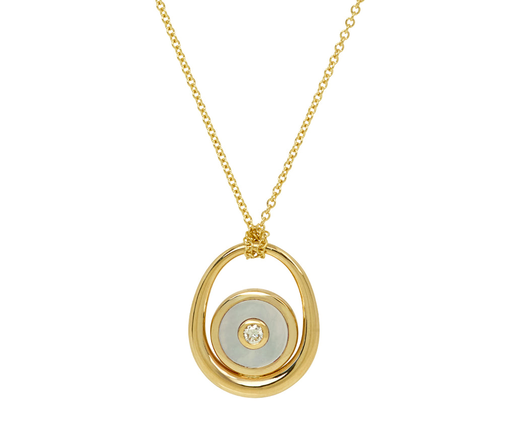 Retrouvai Mother of Pearl Midi Compass Sling Pendant Necklace