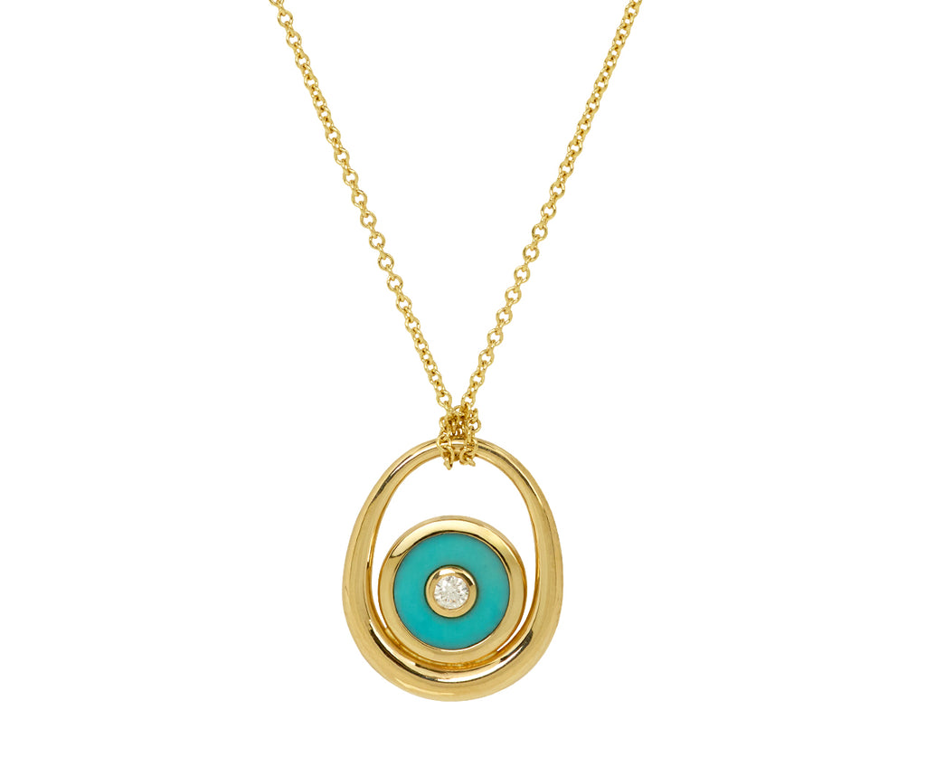 Retrouvai Turquoise Midi Compass Sling Pendant Necklace