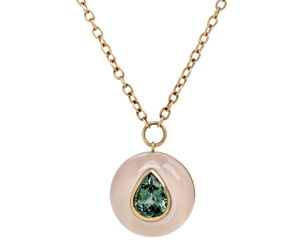 Rose Quartz and Green Tourmaline Lollipop Necklace