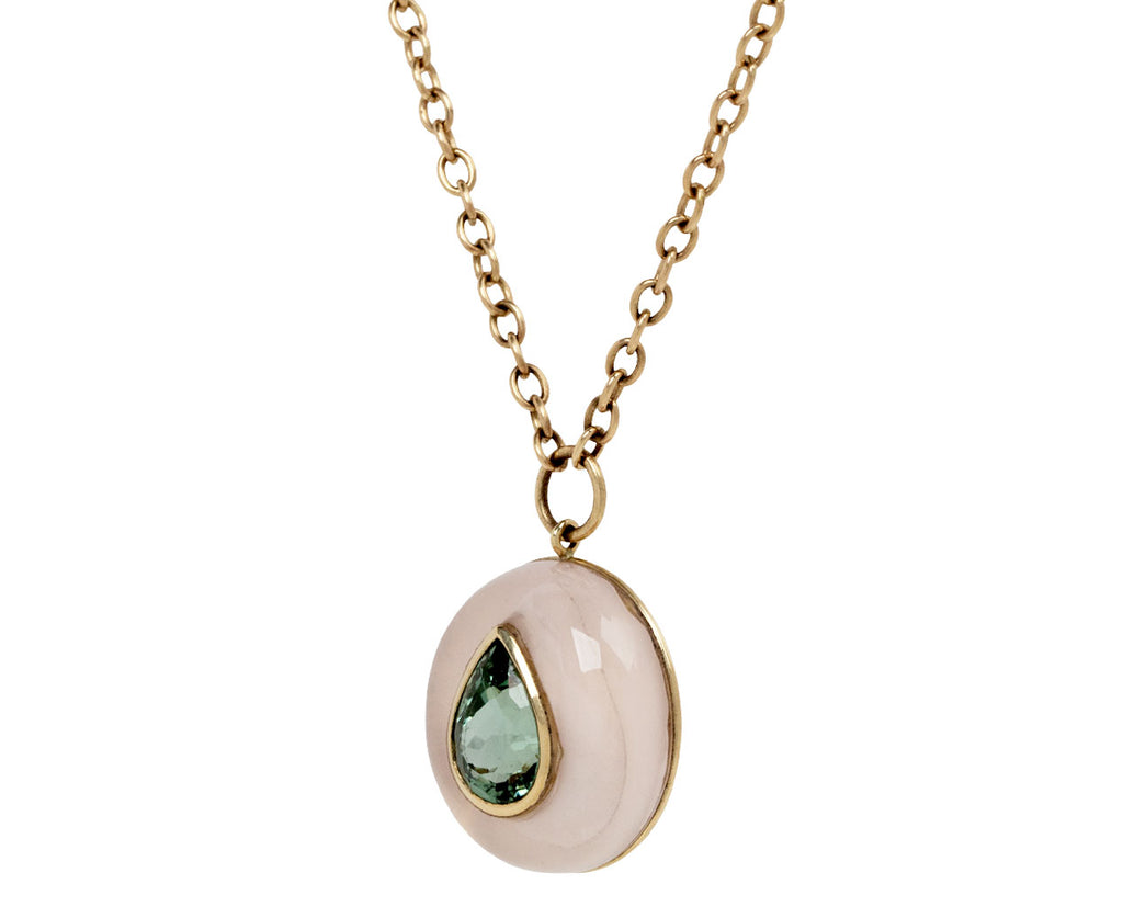 Rose Quartz and Green Tourmaline Lollipop Necklace