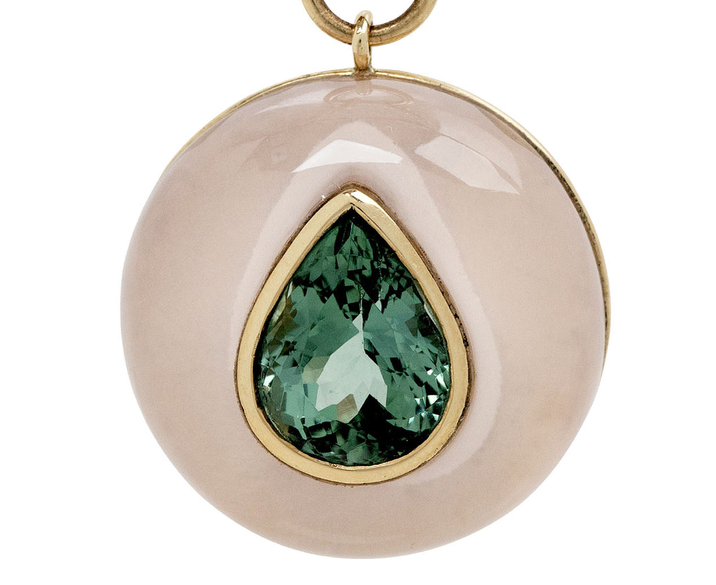 Rose Quartz and Green Tourmaline Lollipop Necklace