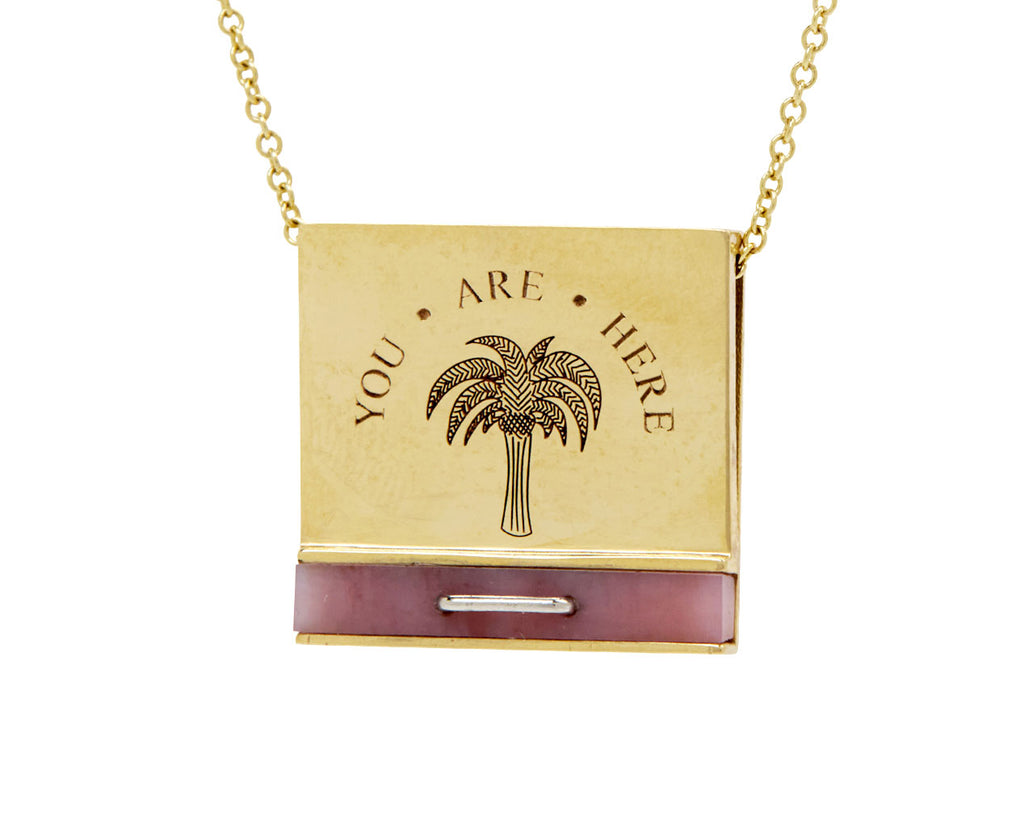 Pink Opal Classic Matchbook Pendant Necklace