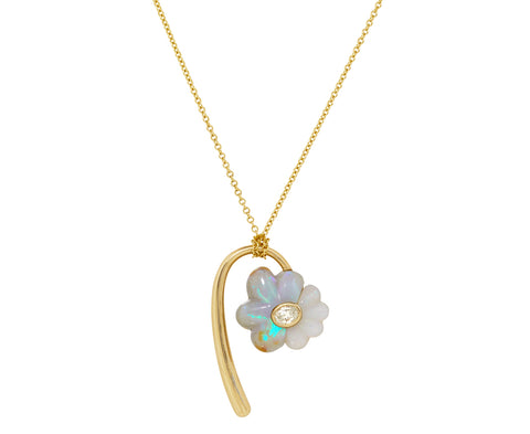 Mixed Opal Petite Bonded Flower Pendant Necklace