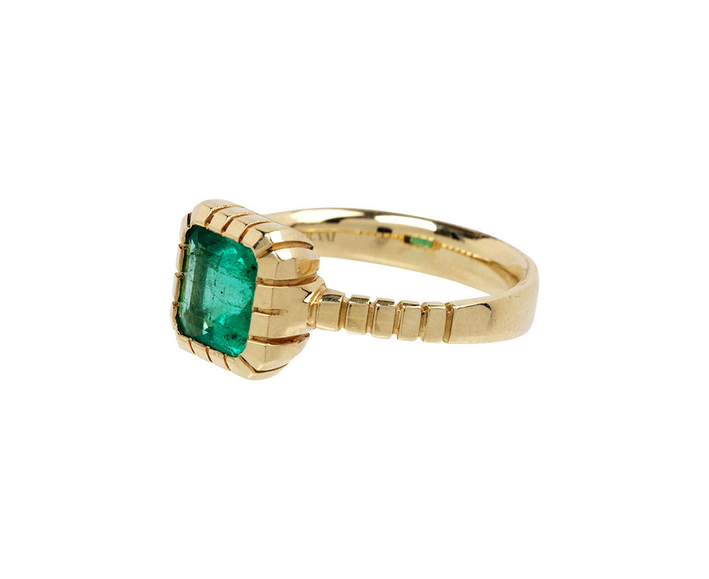 Emerald Cut Emerald Heirloom Bezel Ring