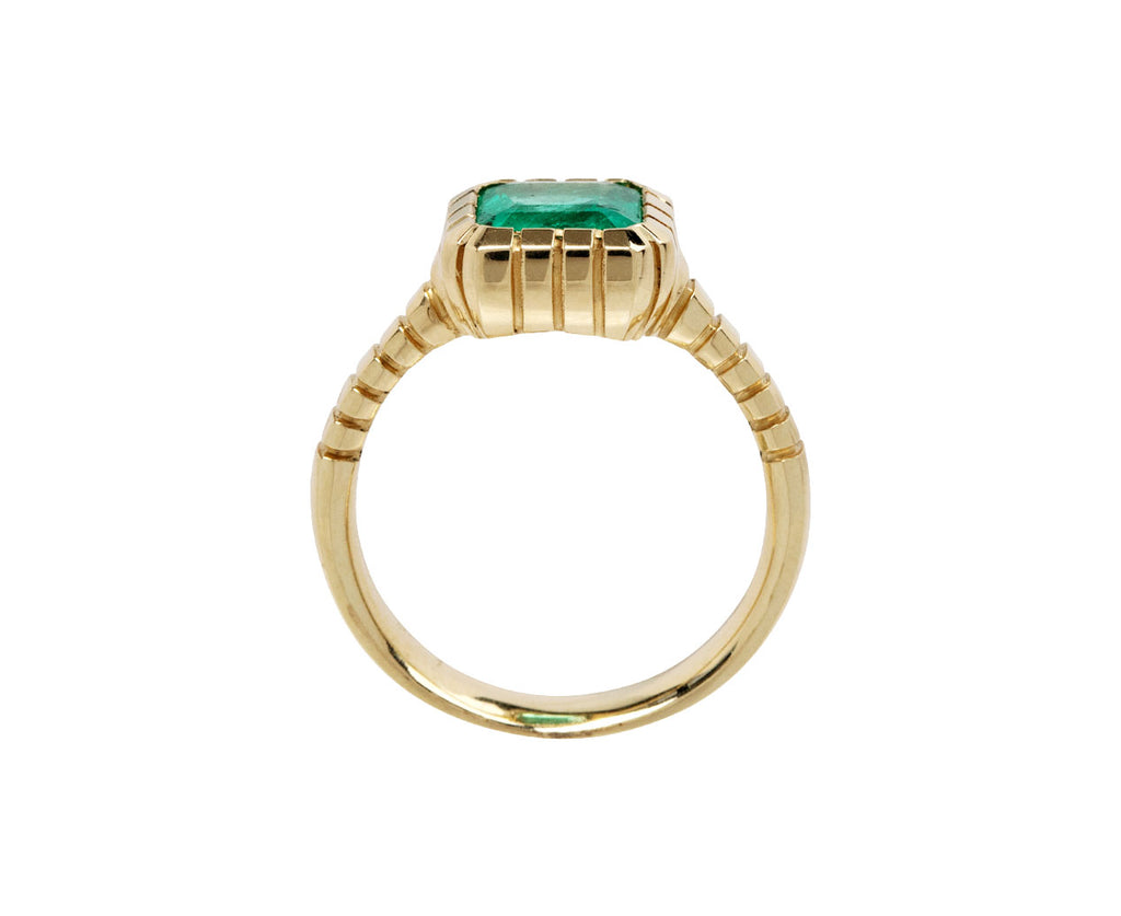 Emerald Cut Emerald Heirloom Bezel Ring