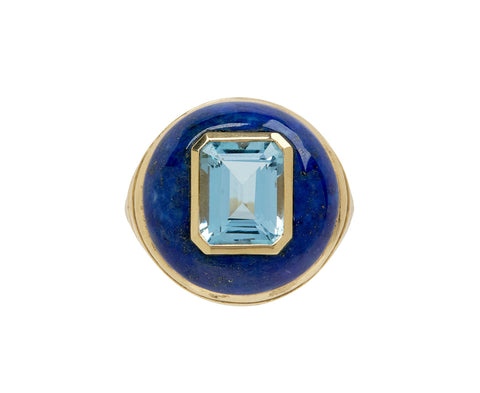 Aquamarine and Lapis Petite Lollipop Ring
