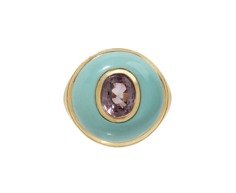 Milky Turquoise and Oval Spinel Petite Lollipop Ring