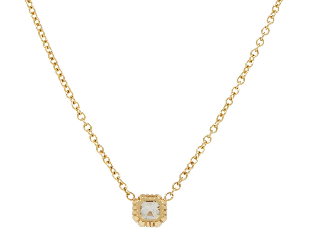 Asscher Cut Diamond Heirloom Bezel Necklace