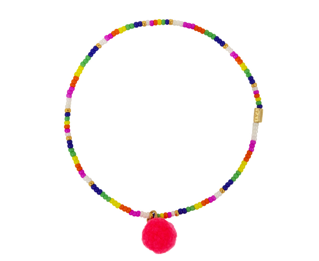 Tai Colorful Japanese Bead Pom Pom Bracelet