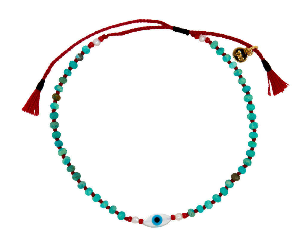 Tai Shell Evil Eye and Turquoise Beaded Bracelet