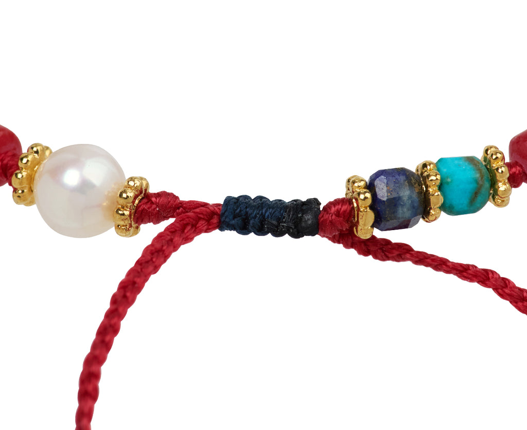 Tai Coral and Pearl Beaded Bracelet - Closeup