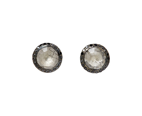Rosa Maria Diamond and Rutilated Quartz Bo Beril Stud Earrings