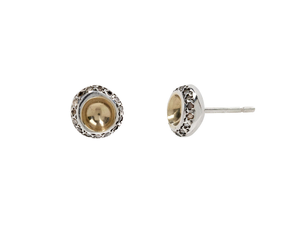 Rosa Maria Yellow Gold Diamond Bo Bershka Stud Earrings - Side View