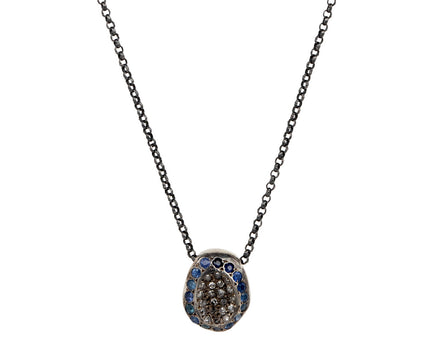Rosa Maria Blue Sapphire and Gray Diamond Pendant Necklace