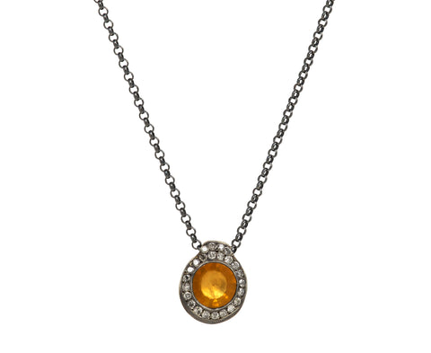 Rosa Maria Beer Quartz and Grey Diamond PE Pendant Necklace