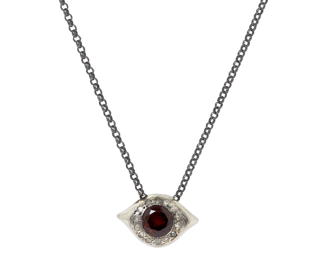 Rosa Maria Garnet and Grey Diamond Pendant Necklace