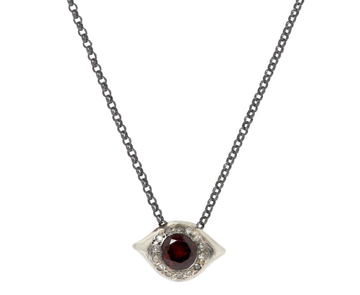 Rosa Maria Garnet and Grey Diamond Pendant Necklace