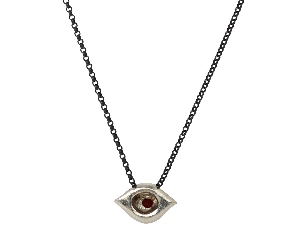 Rosa Maria Garnet and Grey Diamond Pendant Necklace - Back View