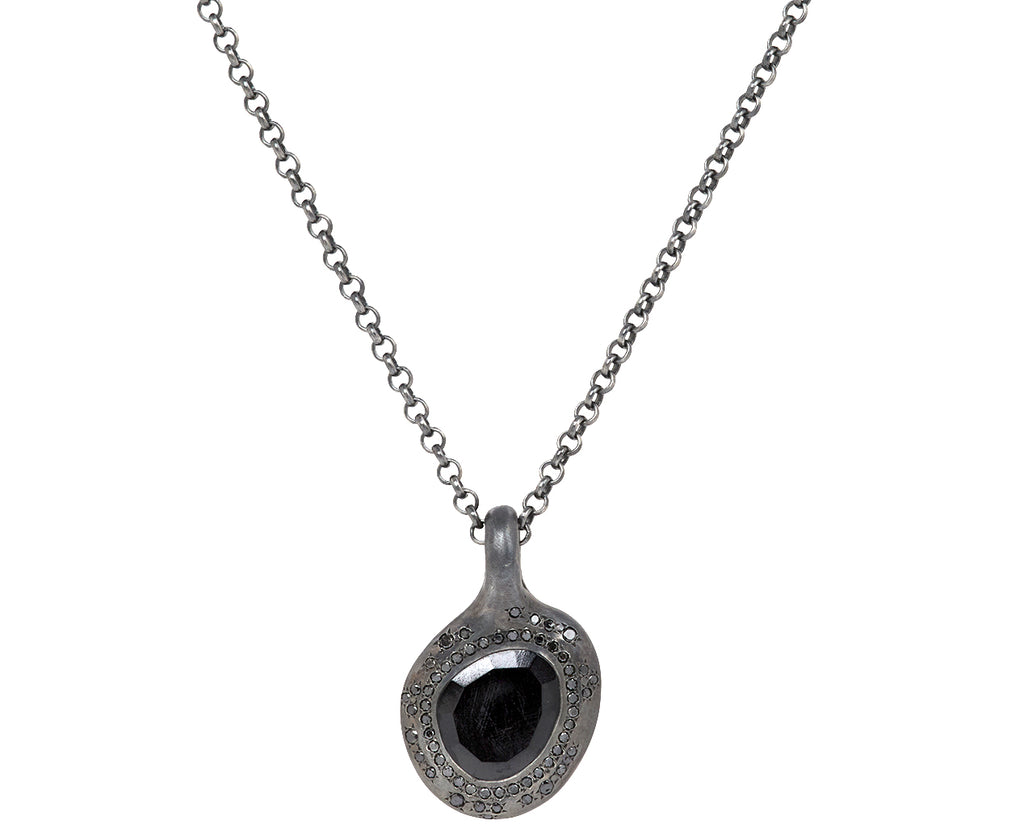 Rosa Maria Black Spinel and Black Diamond Pendant Necklace