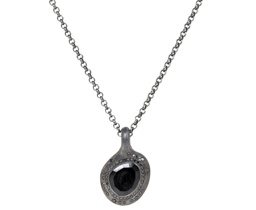 Rosa Maria Black Spinel and Black Diamond Pendant Necklace