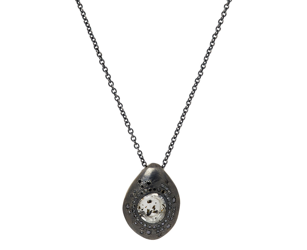 Rosa Maria Black Rutilated Quartz and Black Diamond Pendant Necklace
