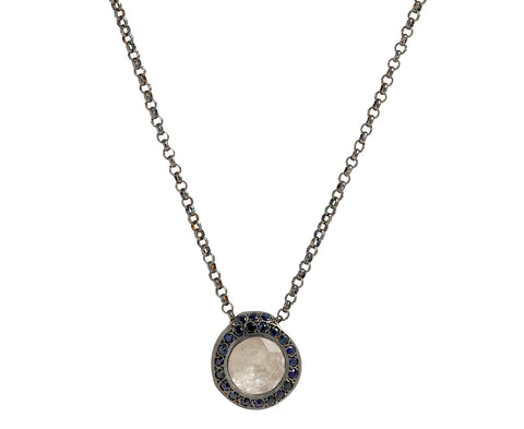 Rosa Maria Serpentine and Blue Sapphire PE Pendant Necklace