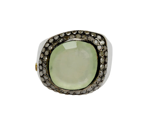 Rosa Maria Prehnite and Icy White Diamond Jalila Ring
