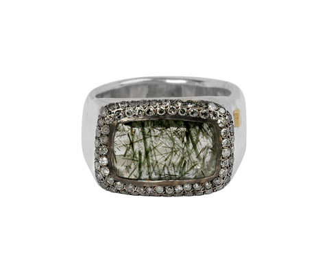 Rutilated Quartz and Icy Grey Diamond Nasila Ring