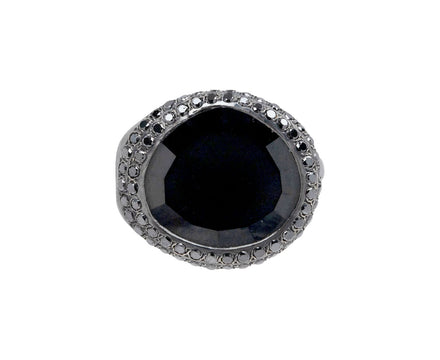 Black Spinel and Black Diamond Baskar Ring