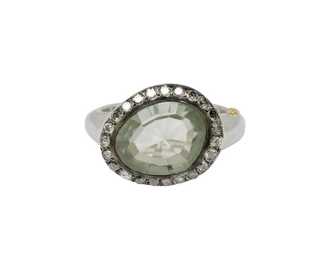 Rosa Maria Prasiolite and Icy Grey Diamond Olfat Ring