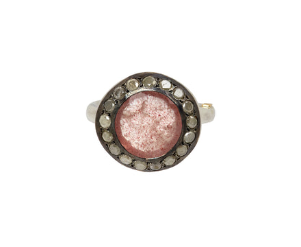 Rosa Maria Strawberry Quartz and Icy Yellow Diamond Julia Ring