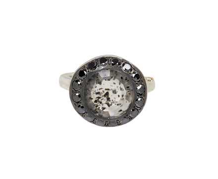 Rosa Maria Black Rutilated Quartz and Black Diamond Julia Ring