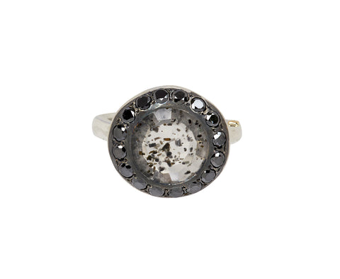 Rosa Maria Black Rutilated Quartz and Black Diamond Julia Ring