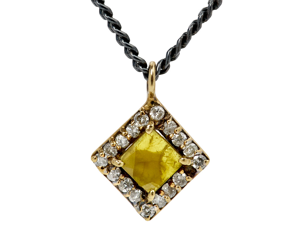 Rusty Thought Mixed Metal Diamond Necklace - Closeup