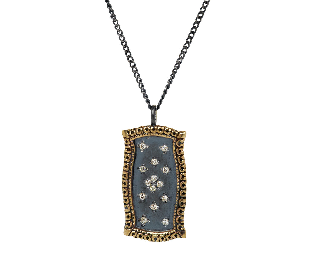Rusty Thought Mixed Metal and Diamond Pendant Necklace