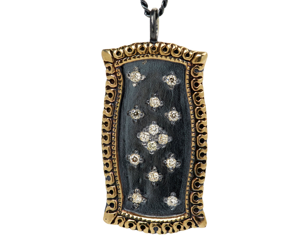 Rusty Thought Mixed Metal and Diamond Pendant Necklace - Closeup