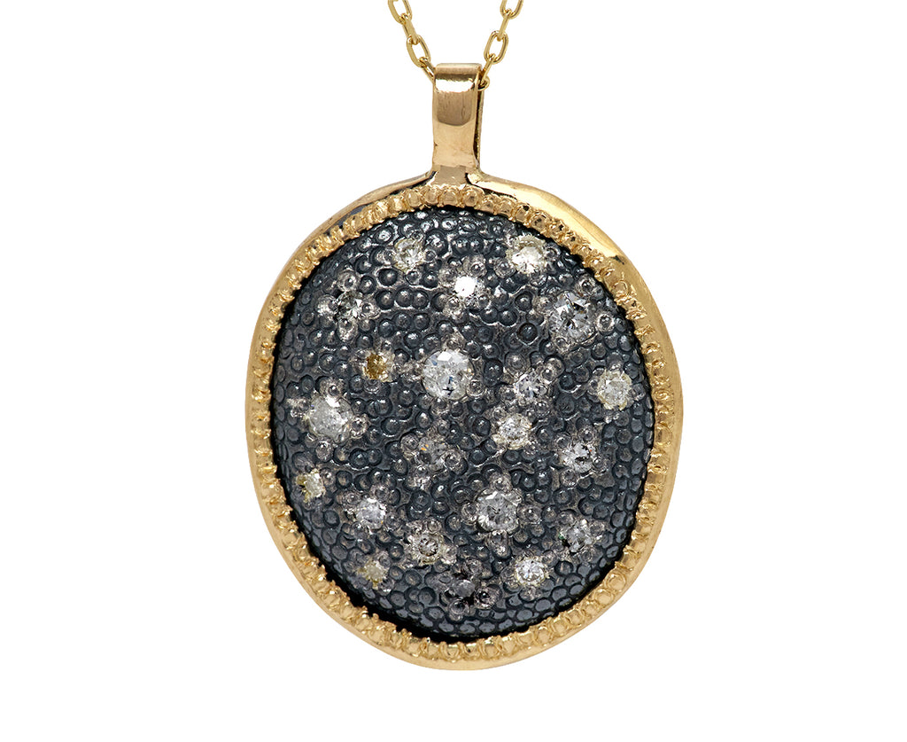 Rusty Thought Mixed Metal and Diamond Pendant Necklace - Closeup