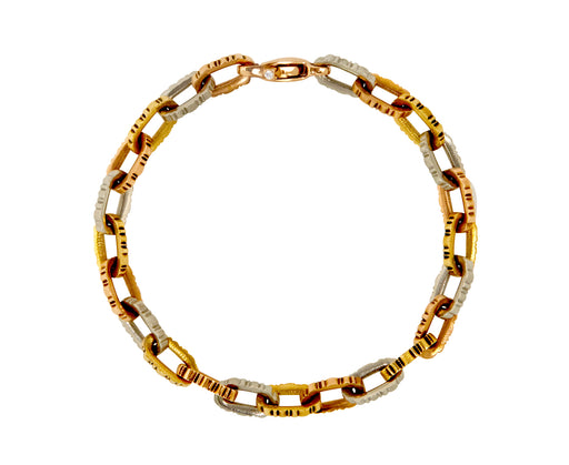Mixed Metal Ridges Chain Bracelet