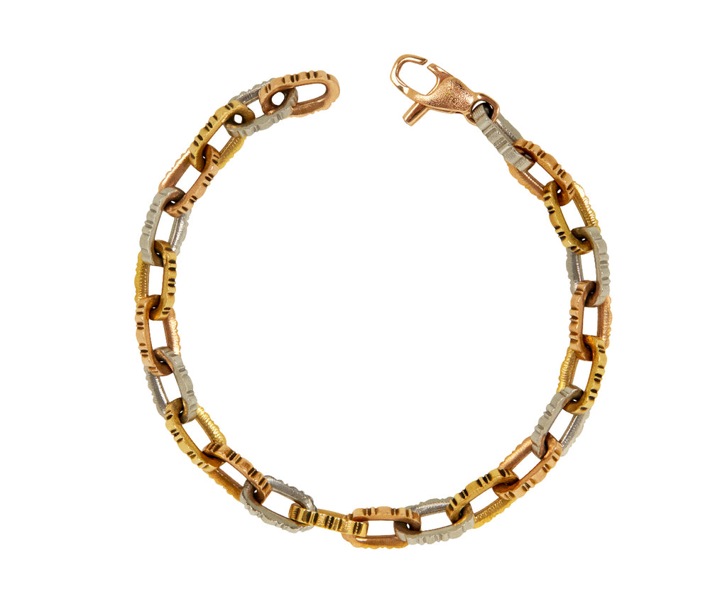 Mixed Metal Ridges Chain Bracelet