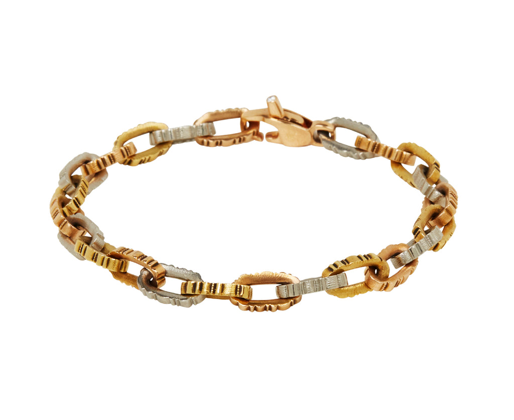 Mixed Metal Ridges Chain Bracelet