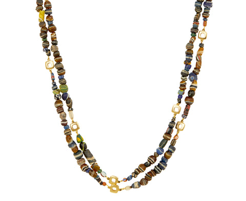 Roman Glass Bead Flora Rondelles Necklace