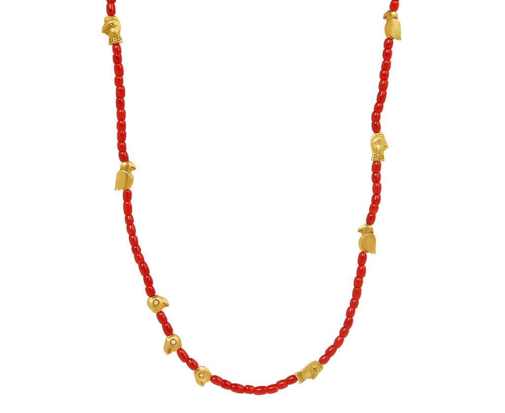 Mediterranean Red Coral Fable Animals and Strange Characters Bead Necklace
