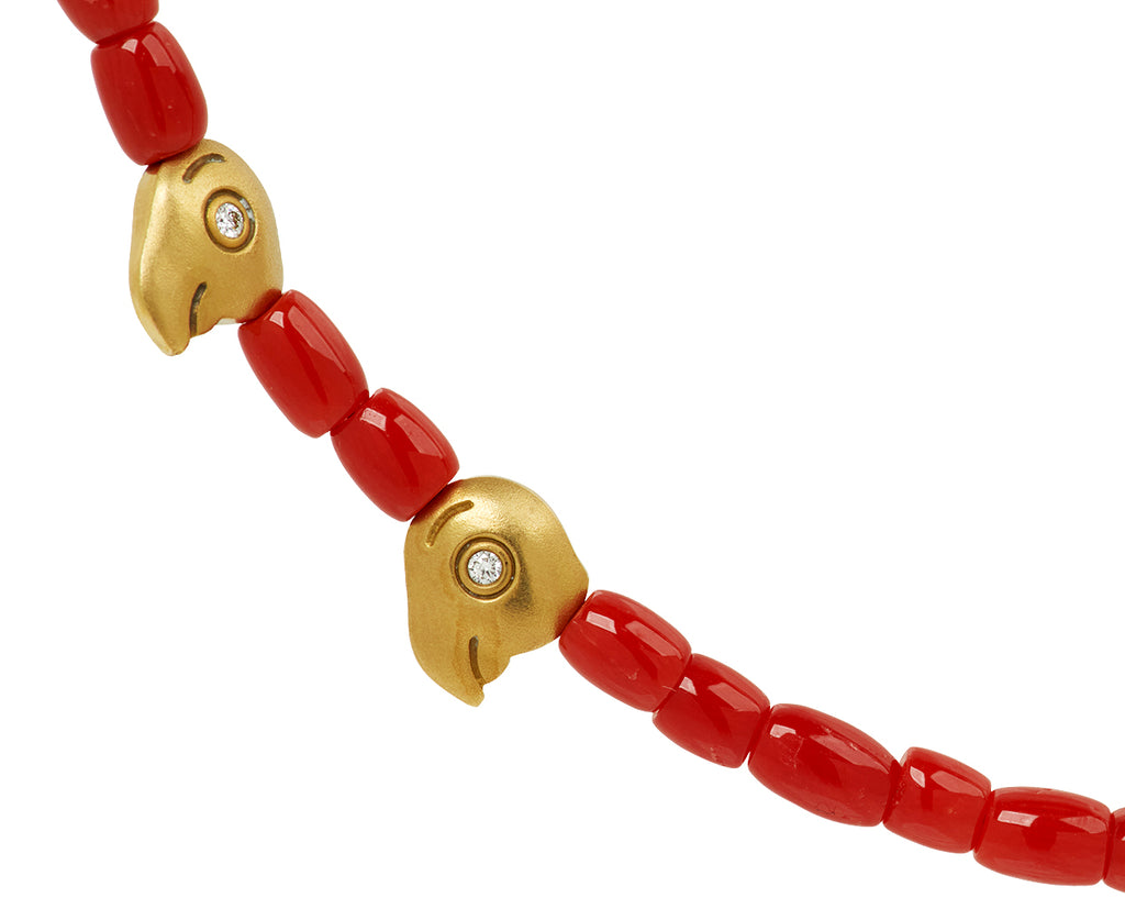 Mediterranean Red Coral Fable Animals and Strange Characters Bead Necklace