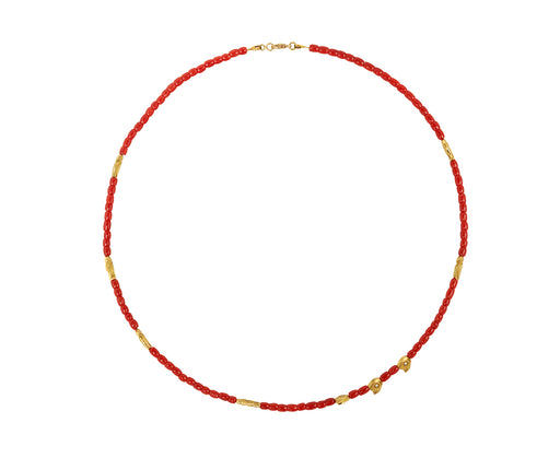 Mediterranean Red Coral Fable Animals and Strange Characters Bead Necklace