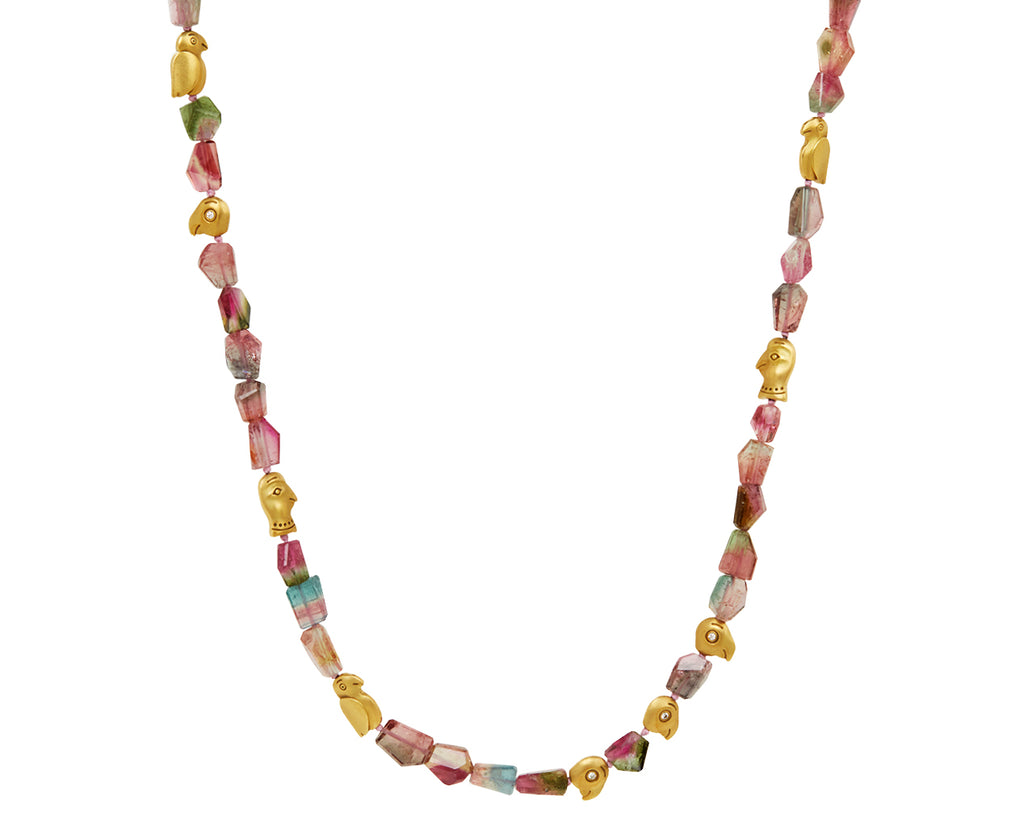 Pink Tourmaline Beads with Fable Animals and Characters