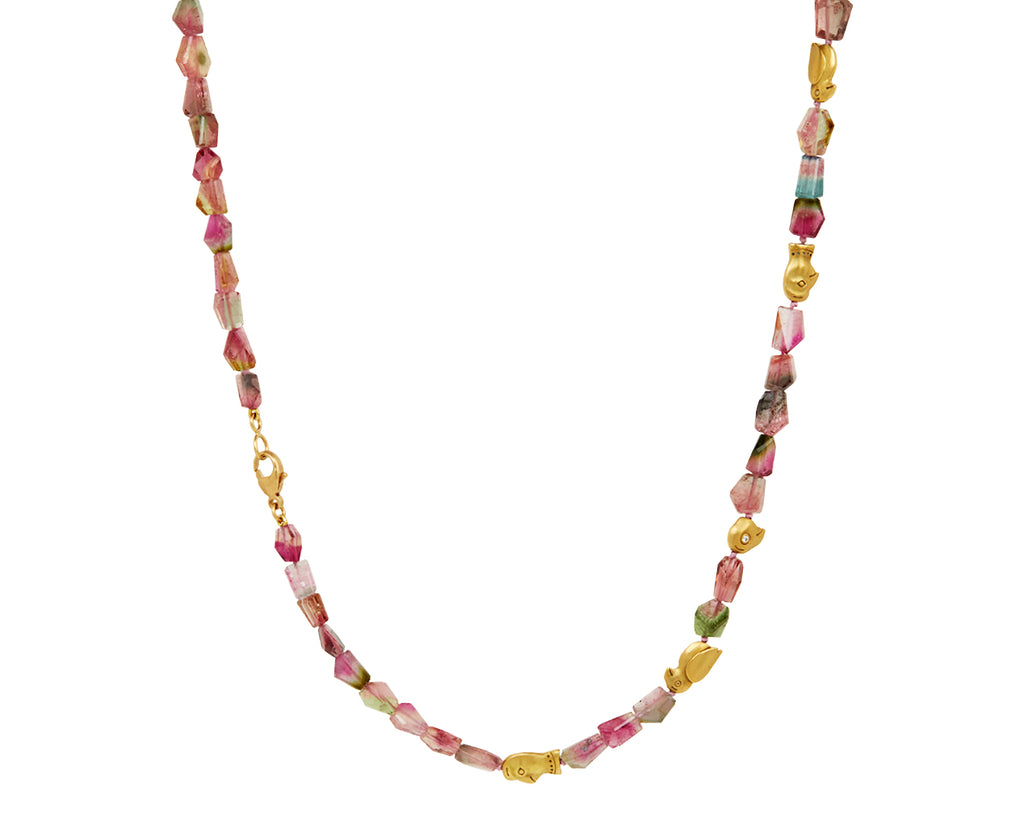 Pink Tourmaline Beads with Fable Animals and Characters