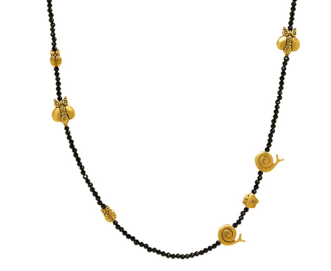 Black Spinel Fable Animals and Strange Characters Necklace