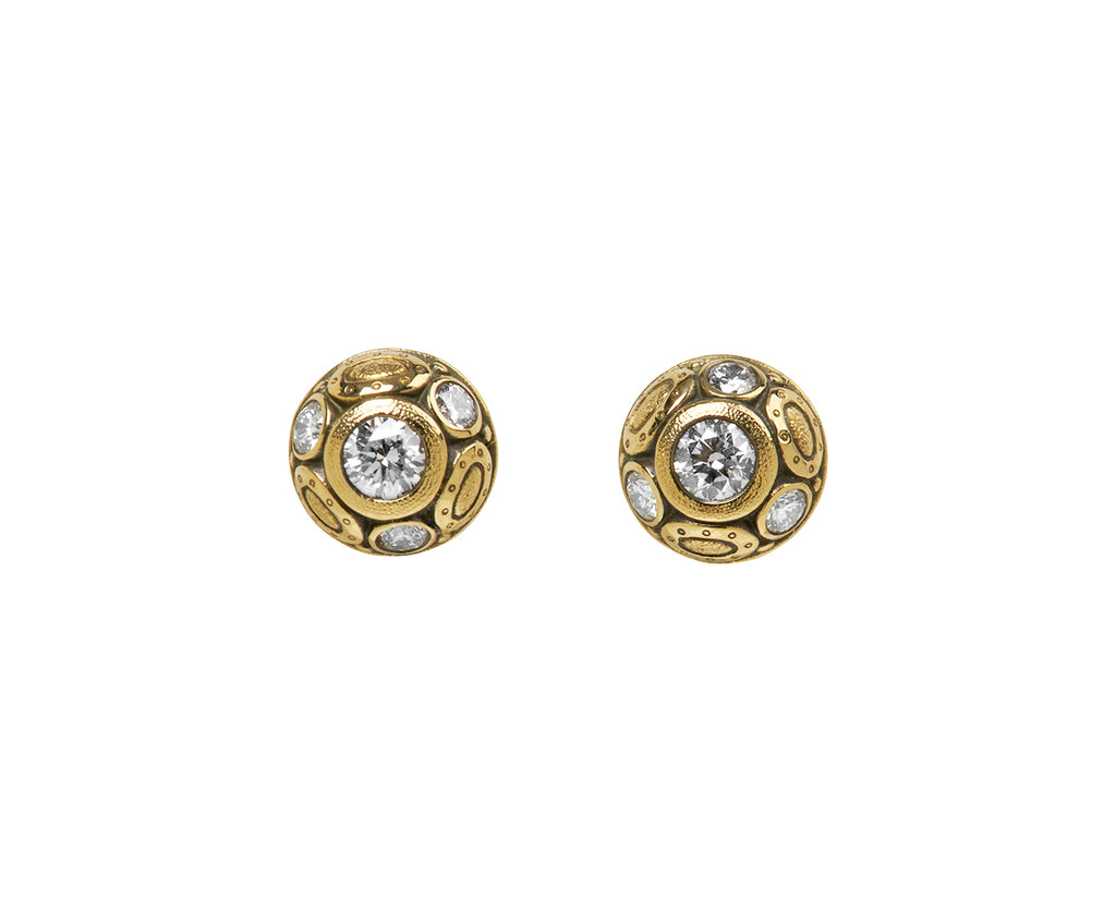 Diamond Oval Work Stud Earrings