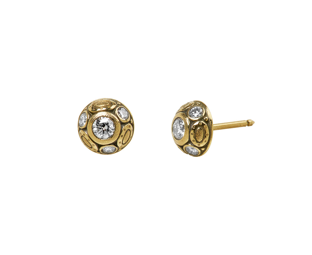 Diamond Oval Work Stud Earrings